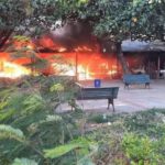 Incendio en cementerio de Santa Cruz deja reducidos a cenizas 11 puestos de venta de flores